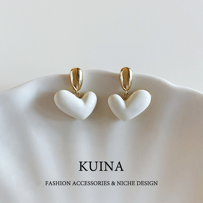 法式爱心耳环小众高级感气质大气