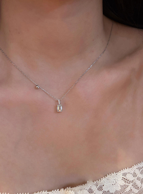 爆闪银色小方糖项链韩系简约百搭