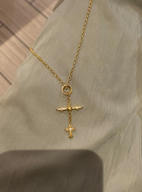 细闪十字架吊坠项链女款2025新款
