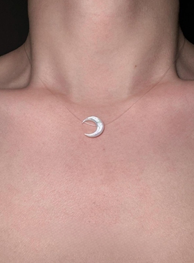 冷淡风贝母月亮隐形鱼线项链百搭