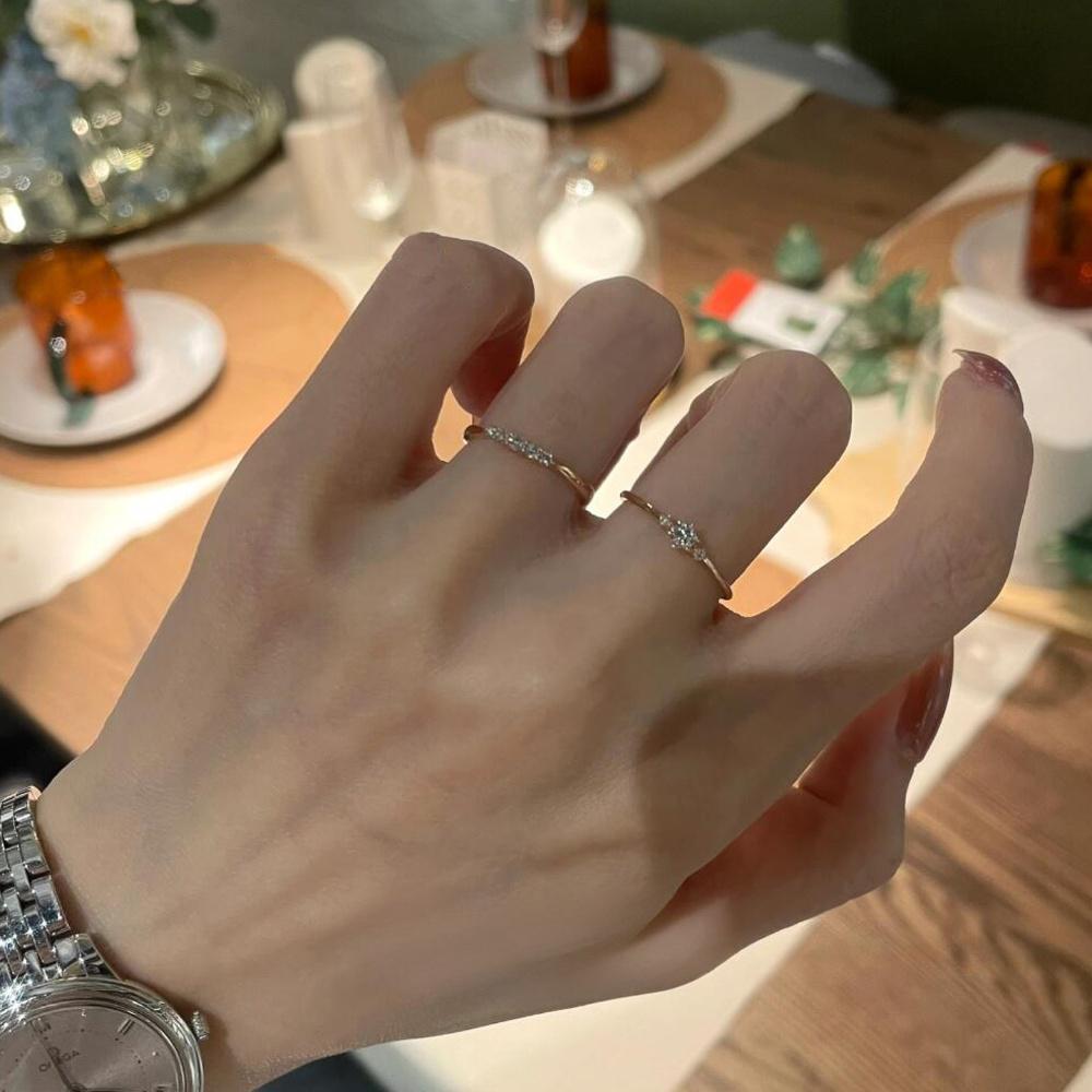 极细款仿钻金色戒指女款轻奢精致