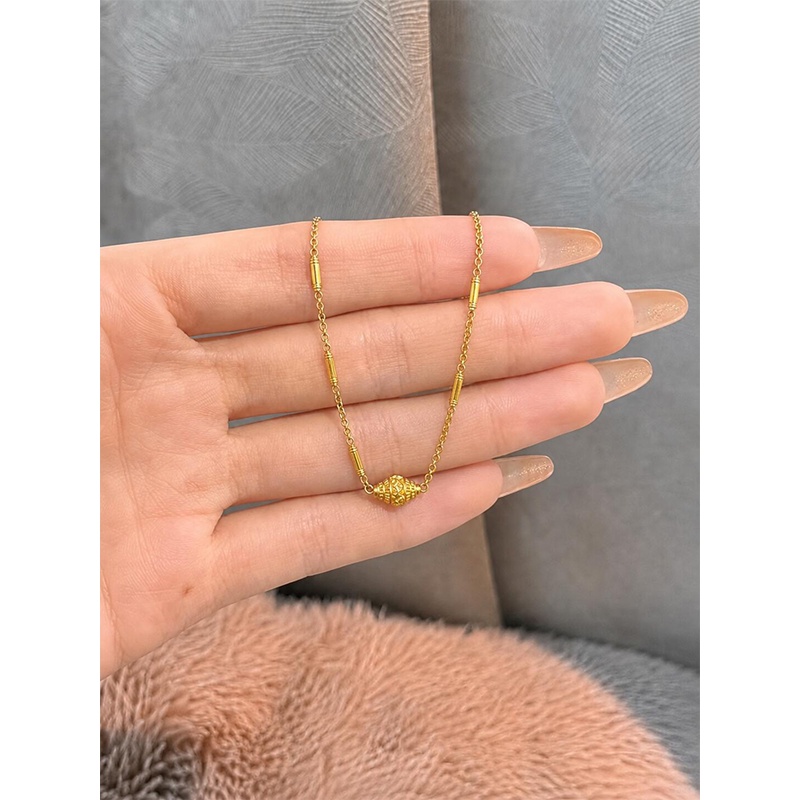 新中式菱形小金珠盘缠吊坠项链女图片