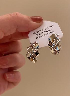 冷淡风银色螺旋耳钉轻奢简约气质高级感耳环独特设计感百搭耳饰女