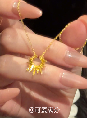 金色爆闪太阳花项链欧美复古小众