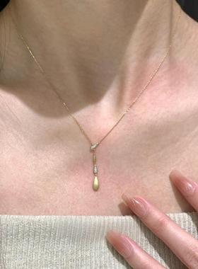 清冷感仿钻水滴项链女小众高级感