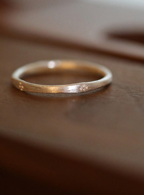 极简风古典纤细拉丝錾花戒指女轻奢高级感清冷百搭气质食指戒指环