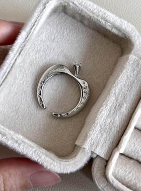 银色仿镶钻苹果戒指小众精致甜美