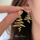 金色爆闪圣诞树五角星耳钉圣诞节夸张耳环小众设计秋冬巨好看耳饰