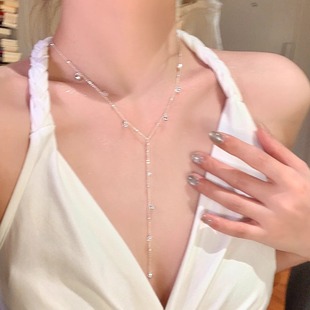 超闪满天星小铃铛流苏项链女2025新款 V领高级感气质锁骨颈链配饰