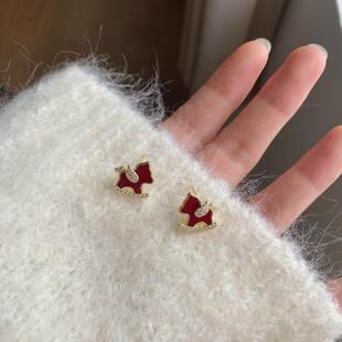马年本命年红色小飞马耳钉2025新款爆款耳环女秋冬高级感轻奢耳饰