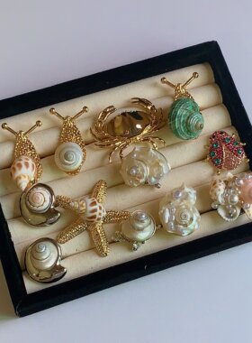 度假风仿贝壳海螺戒指春夏季海边