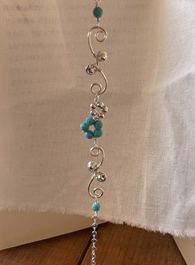 清冷感银绕线仿绿松石小花手链女