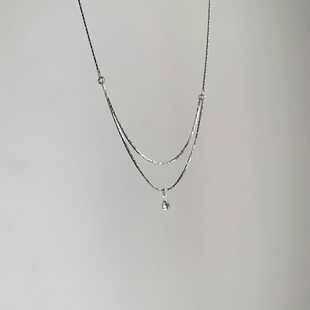 双层水滴项链女款 简约轻奢小众设计感百搭高级锁骨链颈链 2025新款