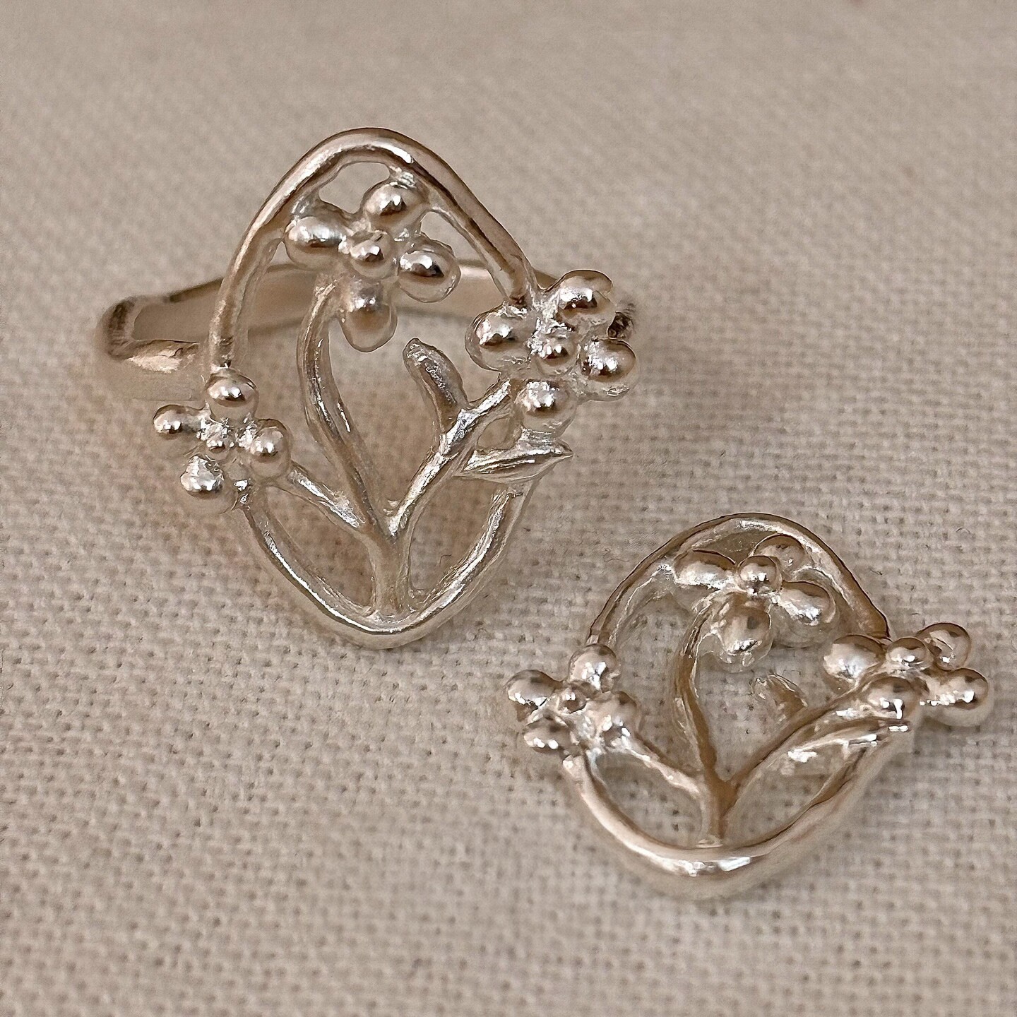 镂空窗花椭圆宽口银色戒指清冷感小众简约食指戒时尚百搭个性指环