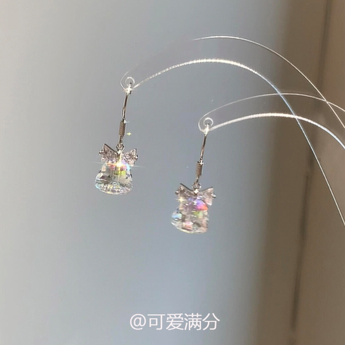 爆闪蝴蝶结铃铛耳环甜美小众可爱