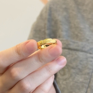 vintager中古金色旋转木马戒指轻奢贵气食指戒精致小众高级感指环