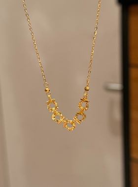 U型金色碎冰冰马蹄几何项链轻奢