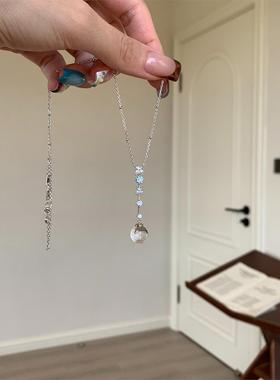 冰透仿白水晶吊坠项链小众清冷感