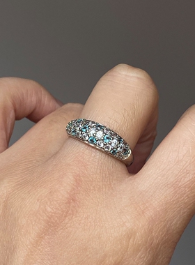 轻奢薄荷绿仿满钻戒指女百搭气质