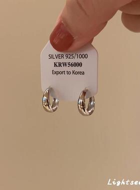 极简风素圈耳环轻奢气质高级感耳钉小众气质韩系简约日常百搭耳饰