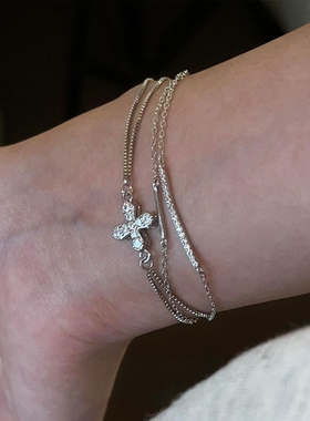 中古十字架微镶仿锆石叠戴手链