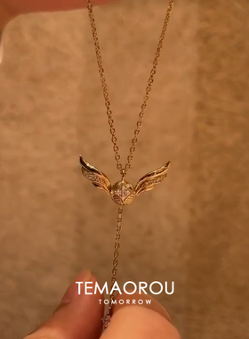 复古金色飞贼翅膀项链高级感轻奢