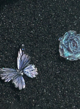 超仙蓝色星辰蝴蝶玫瑰耳钉2025秋冬新款设计感高级感气质大气耳饰