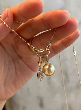 闪钻施家珍珠夸张项链轻奢高级感