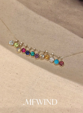 mini彩色仿钻鸽子蛋吊坠项链精致