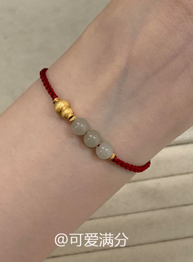 新中式仿和田玉拉丝葫芦手绳转运