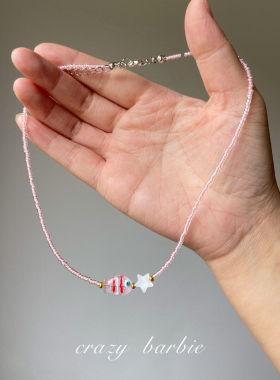 多巴胺粉色小鱼星星串珠项链甜美