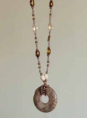 复古小众设计圆形吊坠项链女简约