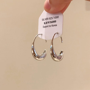 韩系简约几何C型水滴耳钩高级感独特漂亮耳环小众设计百搭耳饰女