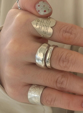 韩系大号爱心戒指素圈女轻奢气质