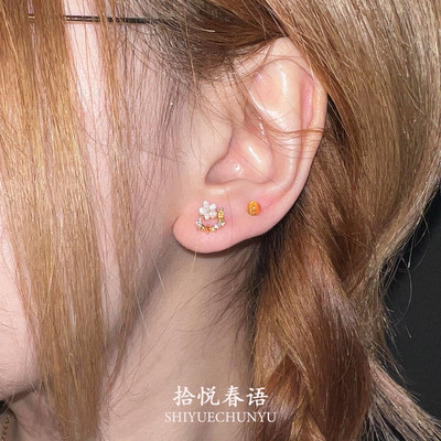 超闪花朵麦穗澳宝圆球耳钉巨好看