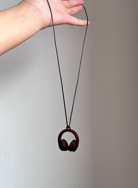 复古植绒简约耳机吊坠项链女文艺