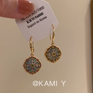 巨好看耳饰 独特精致个性 法式 复古油画风珐琅耳环女小众设计感时尚