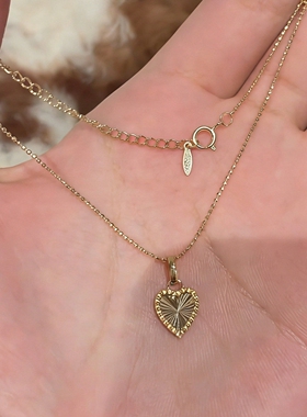 日系爆闪金色镭射爱心项链女百搭
