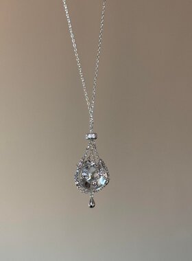 轻奢小众仿水晶网兜吊坠项链百搭