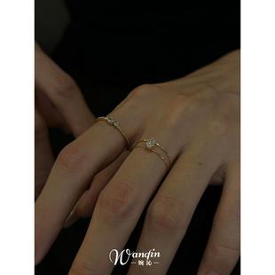 超闪水滴双层戒指2025新款 清冷感韩系简约精致素圈食指戒指环 爆款