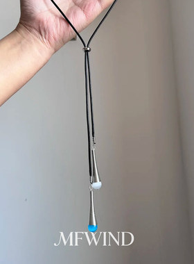 蓝色双流星雨长款项链时尚毛衣链