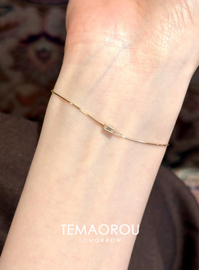 金色mini方钻极细软蛇骨手链气质