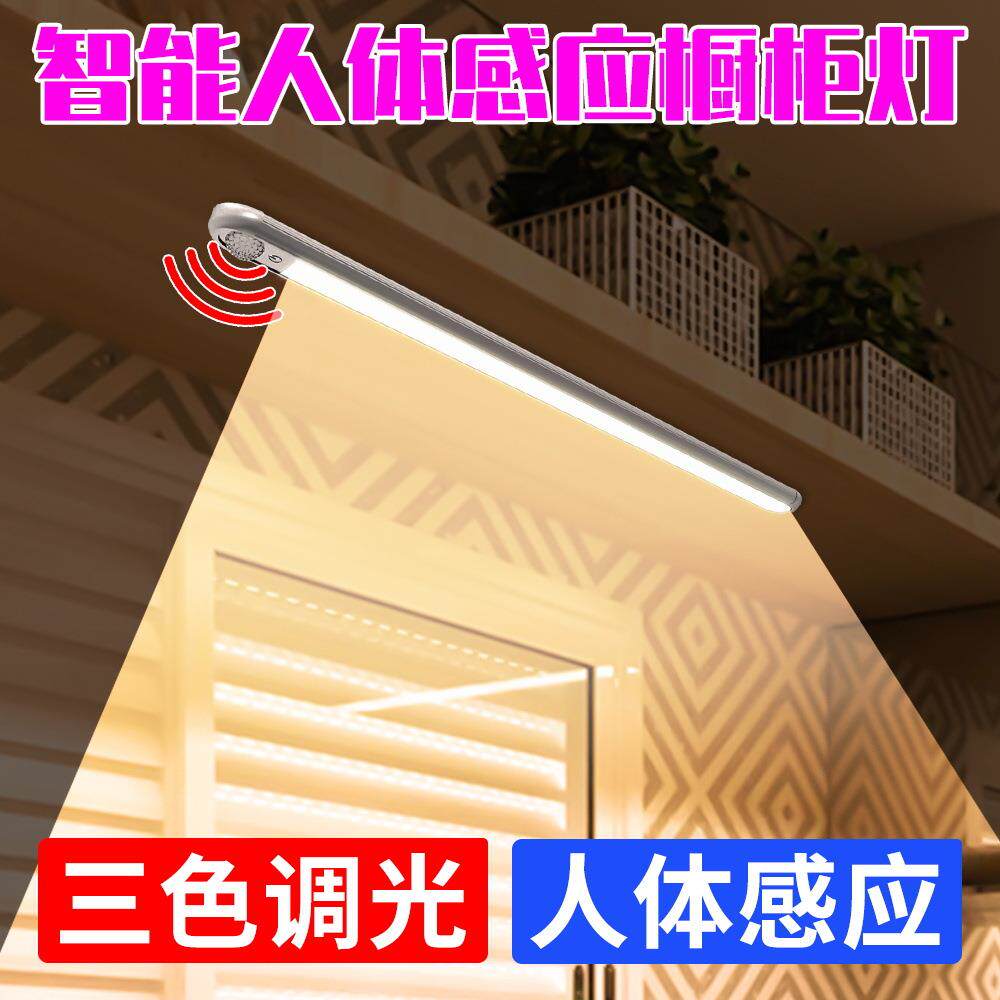 谦润照明led人体感应小夜灯床头充电长条橱柜灯走廊衣柜灯条电池