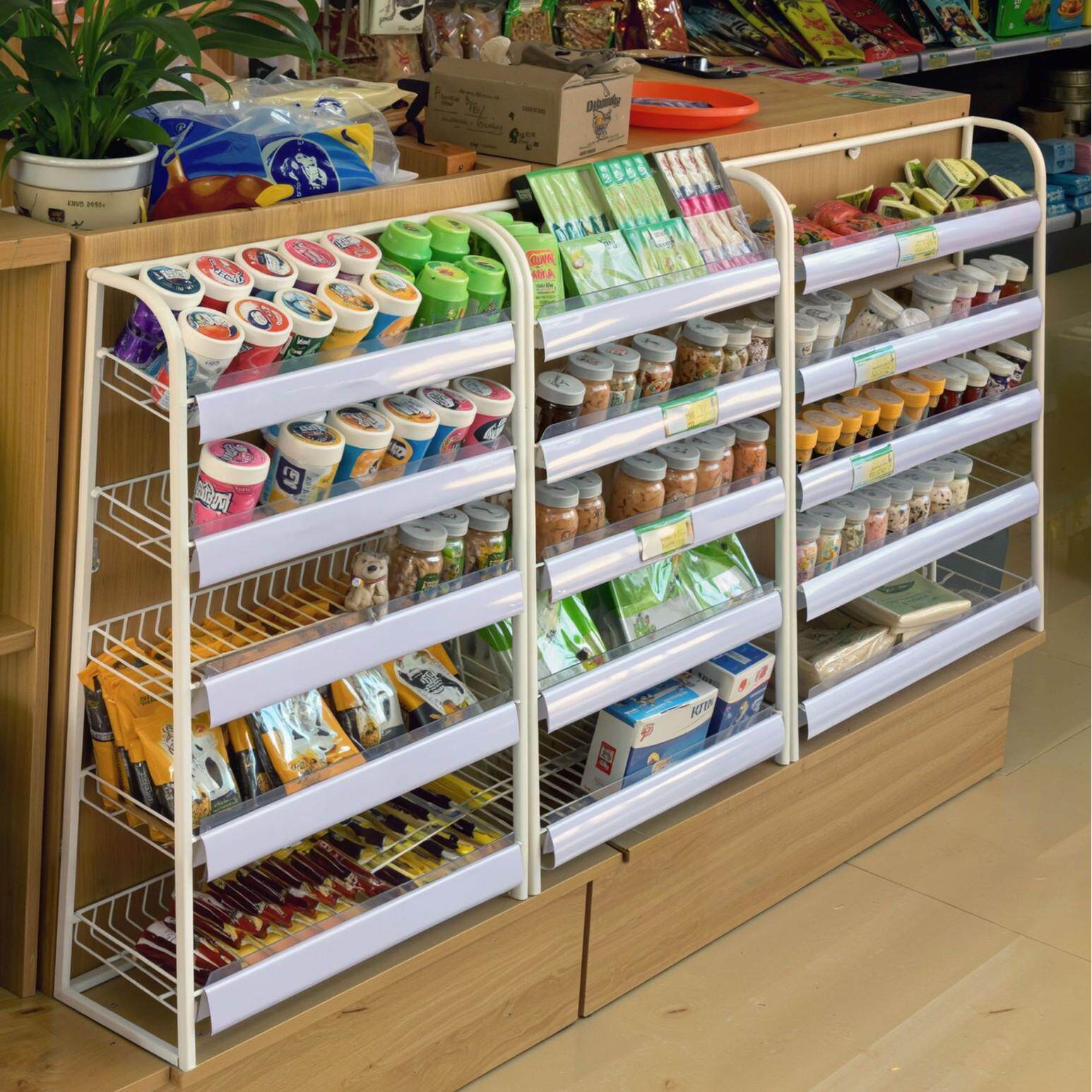 超市收银前台小货架带标牌多层药店置物架便利店口香糖零食展示架