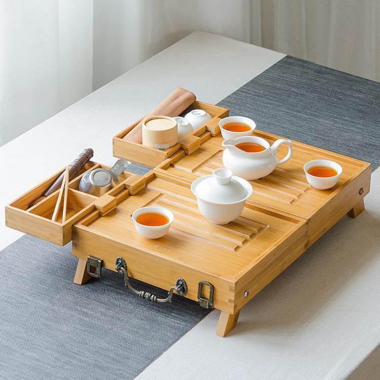 百科BYK怡风旅行茶具功夫套装旅行便携户外茶桌陶瓷盖碗茶杯套装