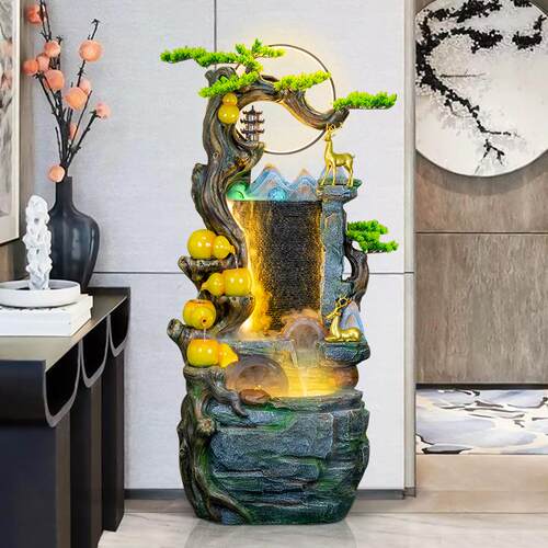 假山流水喷泉循环水加湿器招财风水轮景观装饰客厅办公室落地摆件