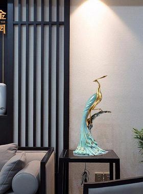 铜金岁月前程似锦凤凰铜摆件瑞鸟孔雀家居黄铜摆件客厅玄关彩铜器