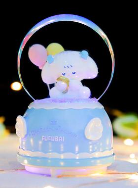 少女心天鹅梦境玻璃水晶球音乐盒彩灯飘雪花八音盒儿童女生日礼品