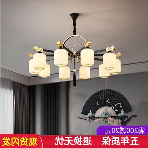 新中式吊灯大气别墅客厅灯复式楼现代简约风酒店餐厅包厢灯具