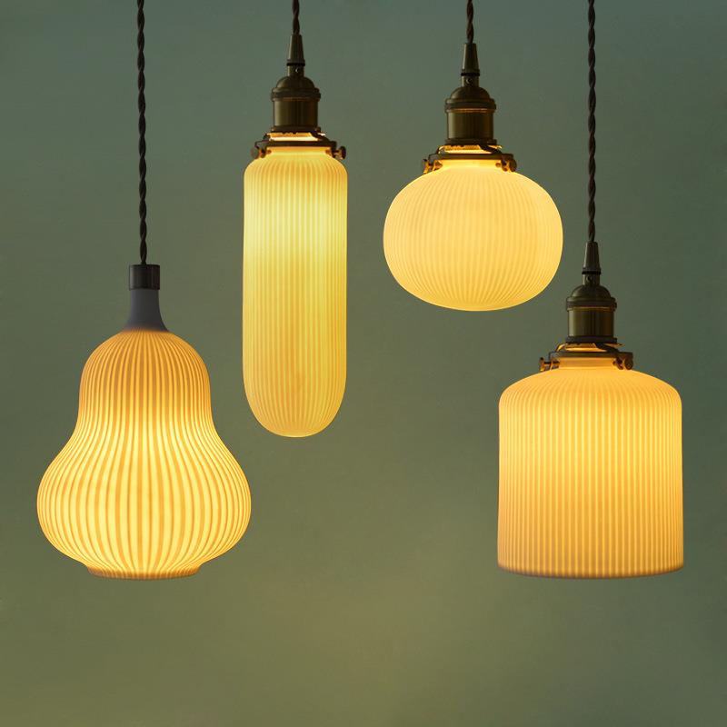 北欧陶瓷吊灯现代简约复古日式黄铜民宿餐厅吧台酒店卧室床头吊灯
